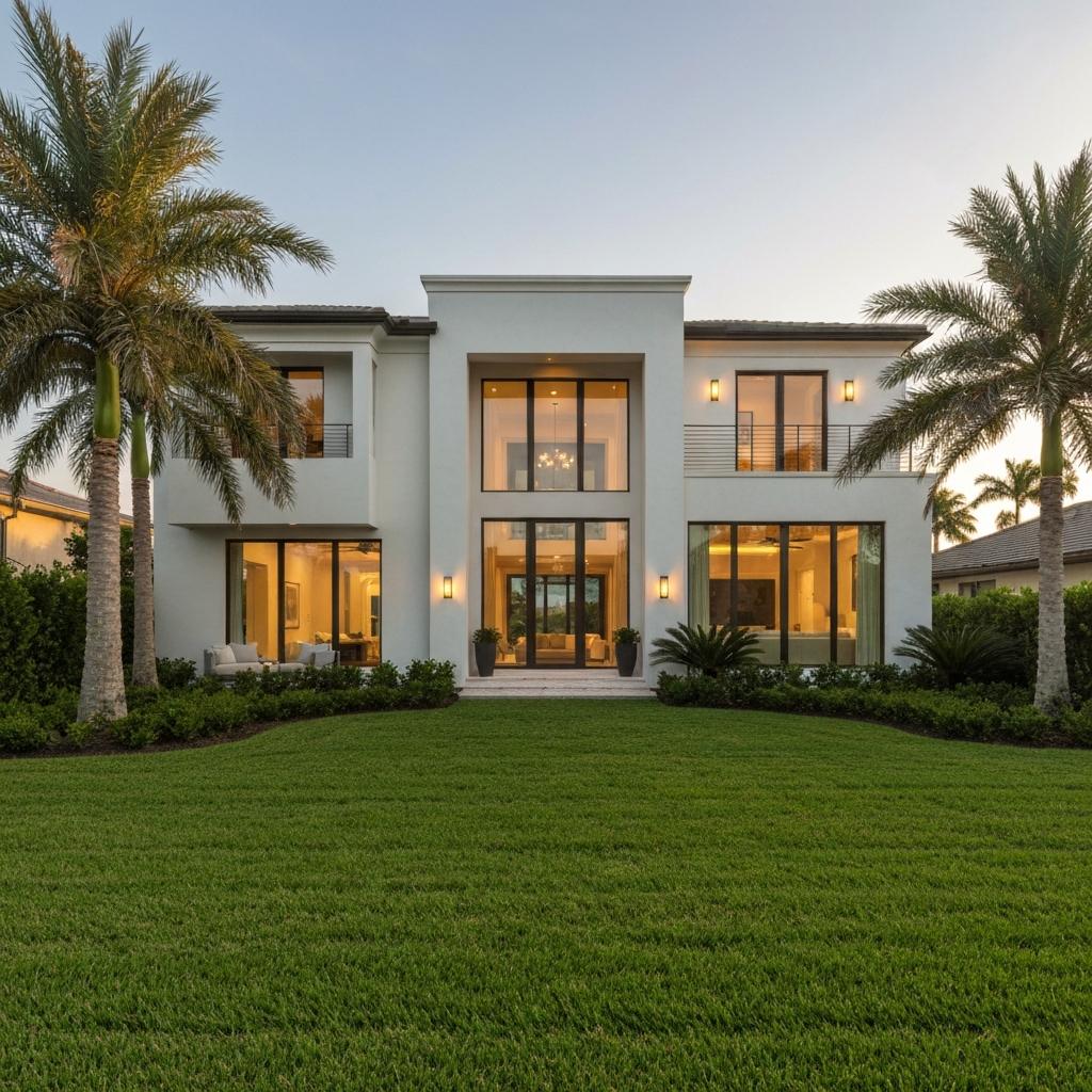 How To Sell a House in Naples Florida in 2026 Stunning modern coastal home with a perfectly manicured lawn, prepared to sell at sunset in a luxury Naples, FL neighborhood.